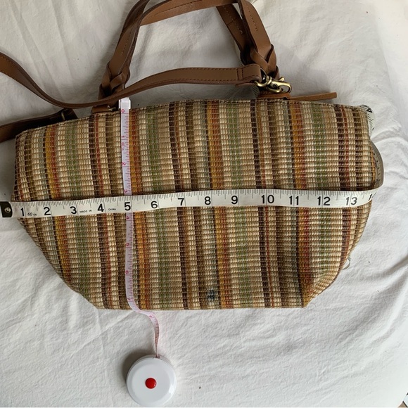 Elegant Fossils Tan and Brown Striped Shoulder Bag - Picture 9 of 9